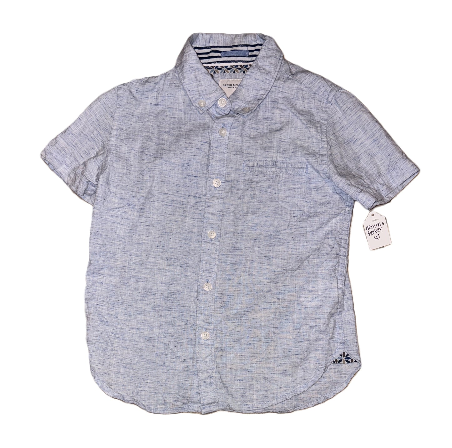 Denim & Flower Button Up Shirt