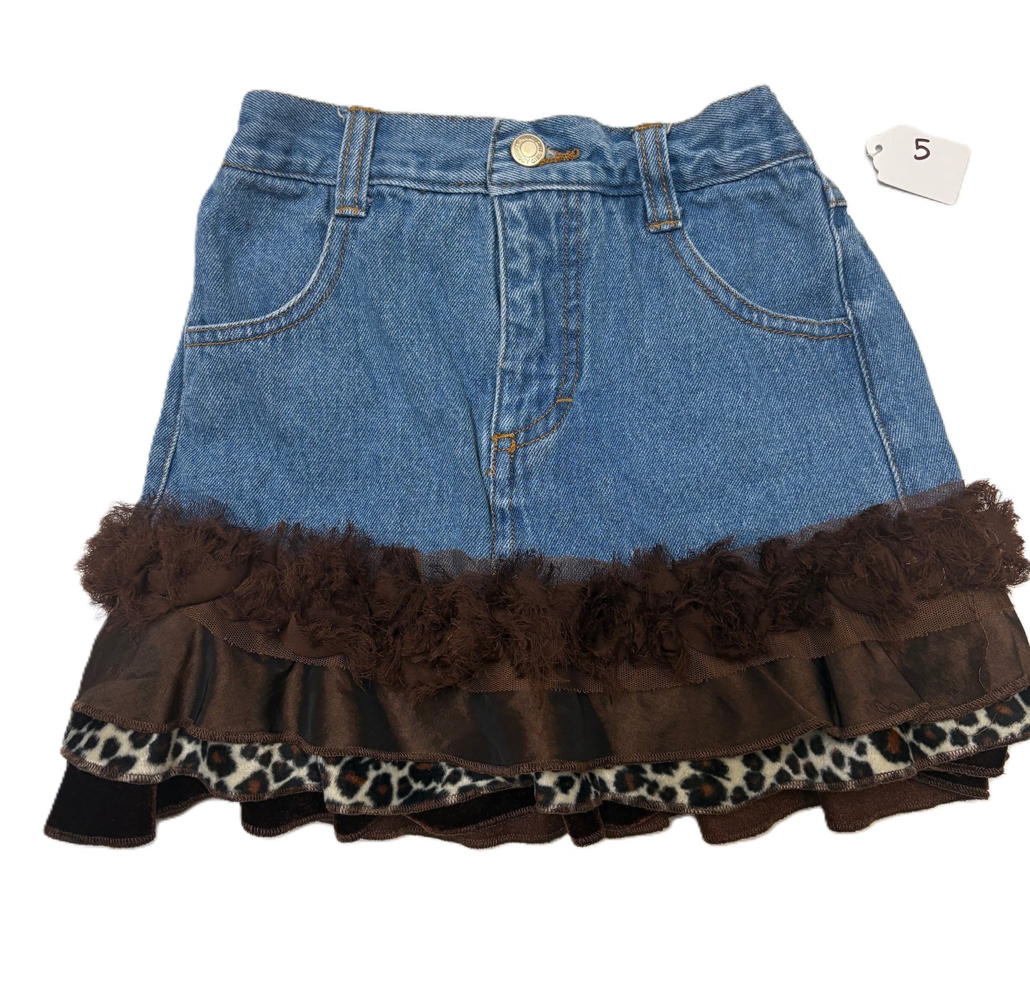 Leopard Denim Skirt