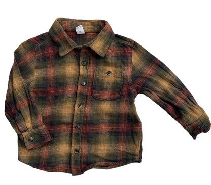 Old Navy Brown Plaid Button Up